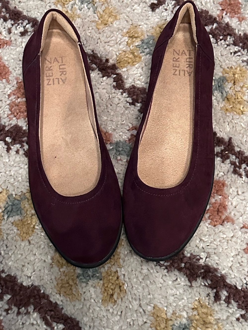 Naturalizer Burgundy Suede Ballet Flats - Picture 2 of 7